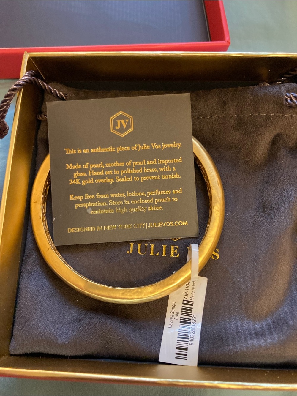 Julie Vos Gold Havana Geometric Bangle Bracelet Small - Picture 4 of 4